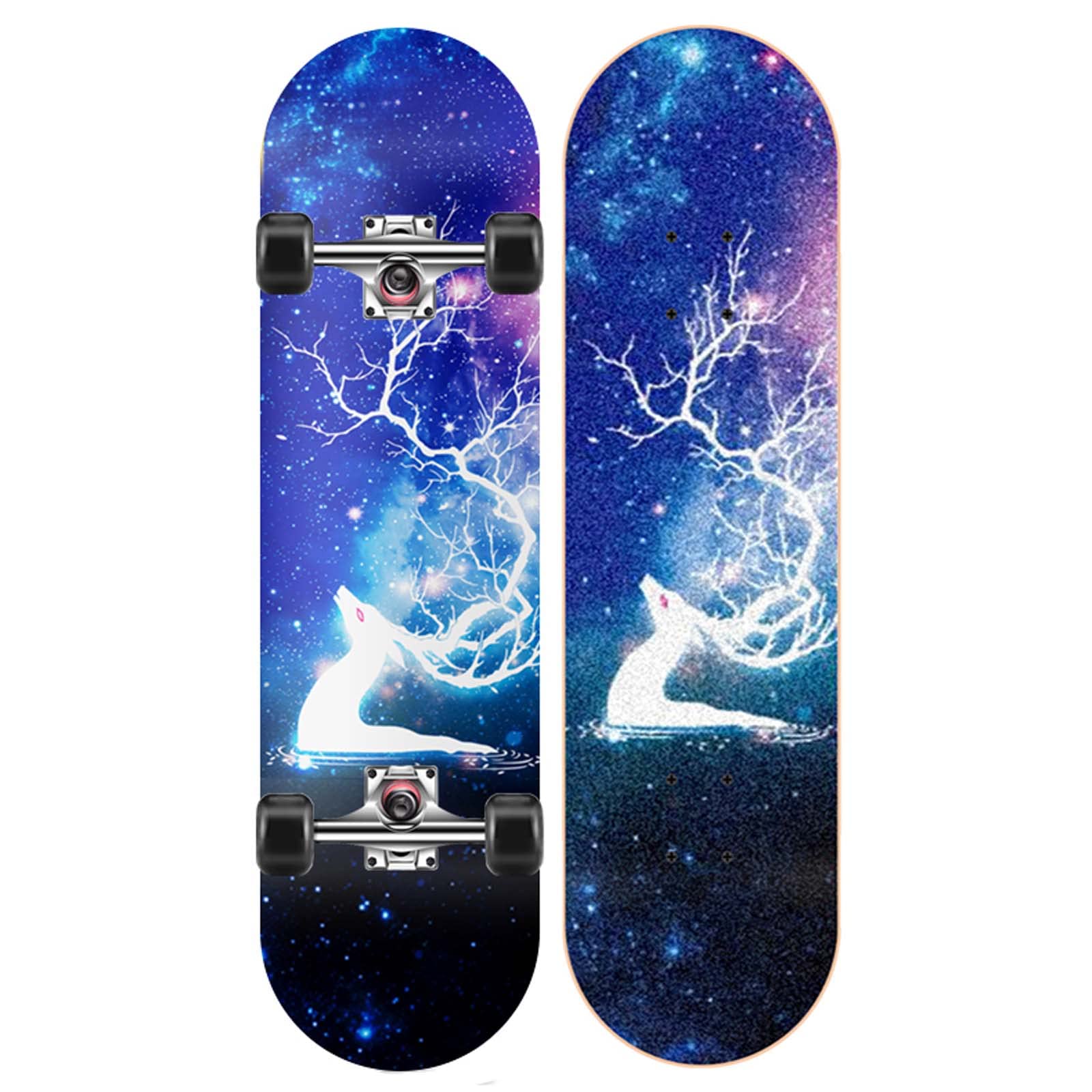 31 Complete Pro Skateboard for Girls and Boys 7-Layer Natural Maple Double Kick Concave for Kids Teens Adults