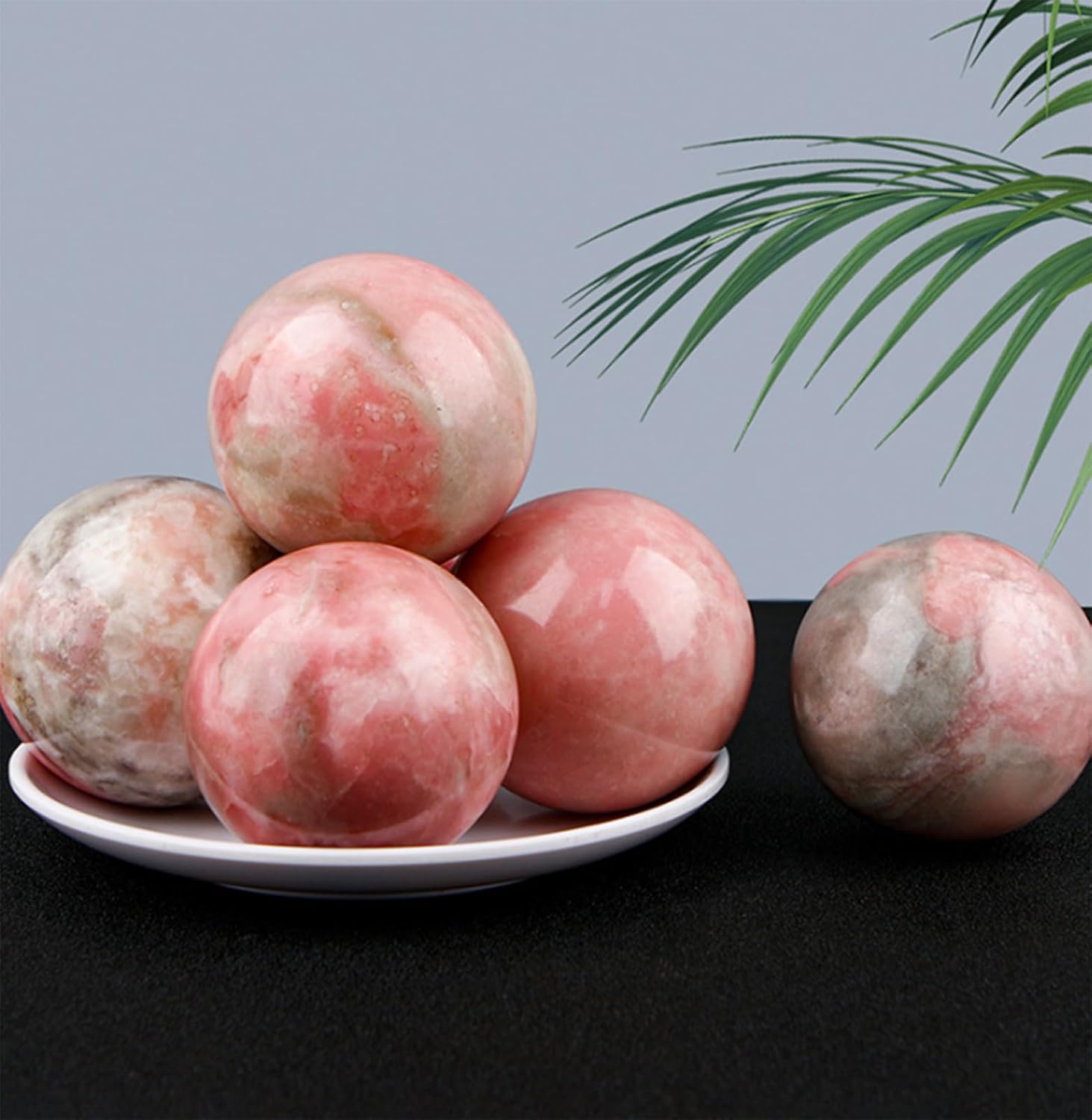 Decoration Stone Crystal Ball with Wood Stand, Opal Crystal Sphere Decor,Versatile Desktop Crystal Ball Ornament for Stylish Home Display,50~60mm