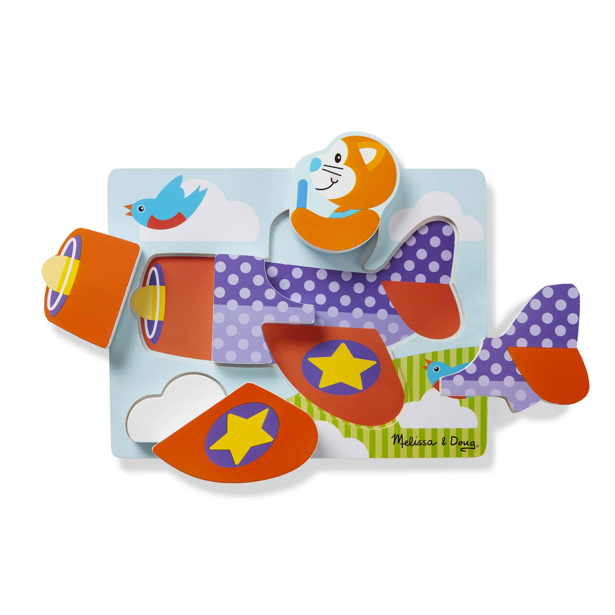 Melissa & Doug First Play Klobiges Puzzle aus Holz mit Transportmitteln, 4er-Set für Kleinkinder, jedes Puzzle 25 cm x 19 cm