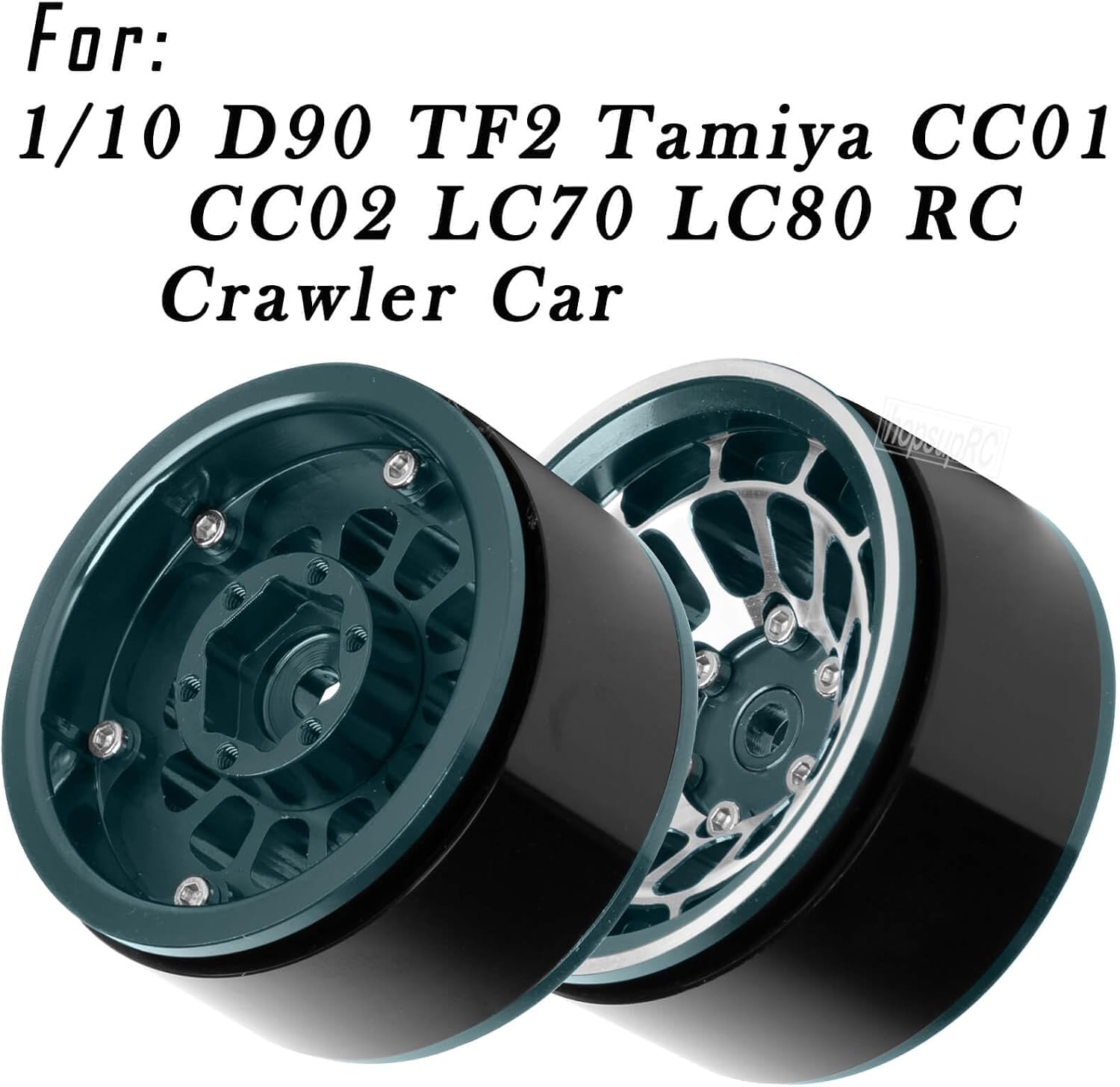 1.55 RC Tires for 1/10 D90 TF2 Tamiya CC01 CC02 LC70 LC80 RC Crawler Car.Aluminium RC Truck Tires Highway Tires 1.55" RC Wheels and Tires 1.55 Beadlock Wheel Rim RC Tires,Titanium