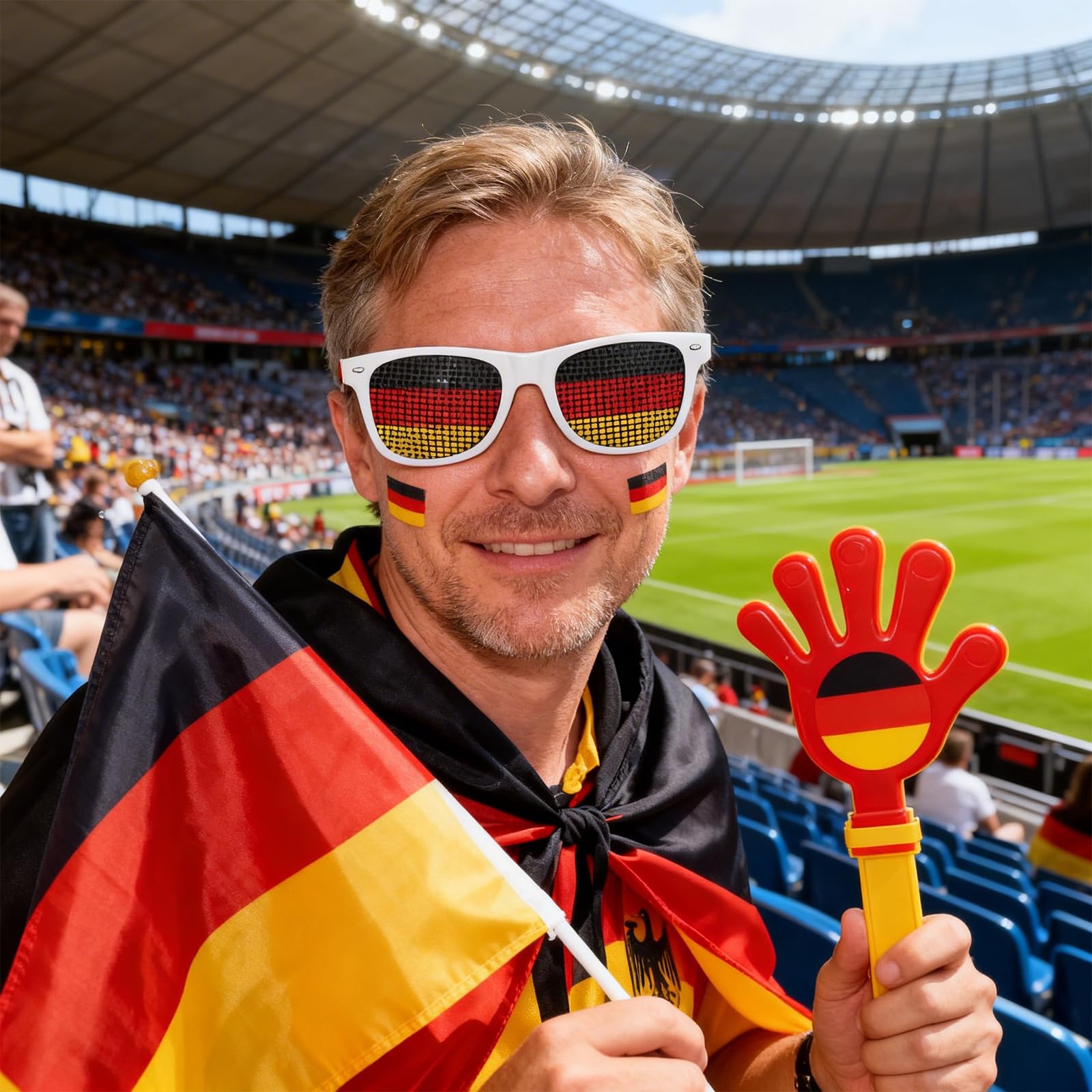 Deutschland Fanartikel Set - Schal & Brille für Fußball DFB Fans, Typisch Deutsche Geschenke für Herren & Damen, Nationale Deko Accessoires für Stadion & Public Viewing Party fussball wm 2026 - 5