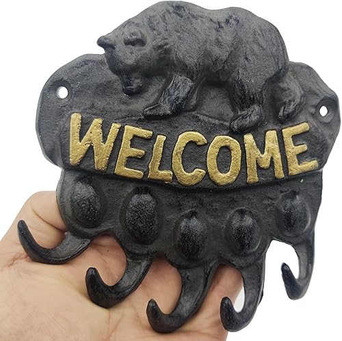 Miniatura 2 de Ganchos decorativos para montar en la pared, perchero de garra de oso para paredes, ganchos de toalla para jardín, gancho rústico de hierro fundido
