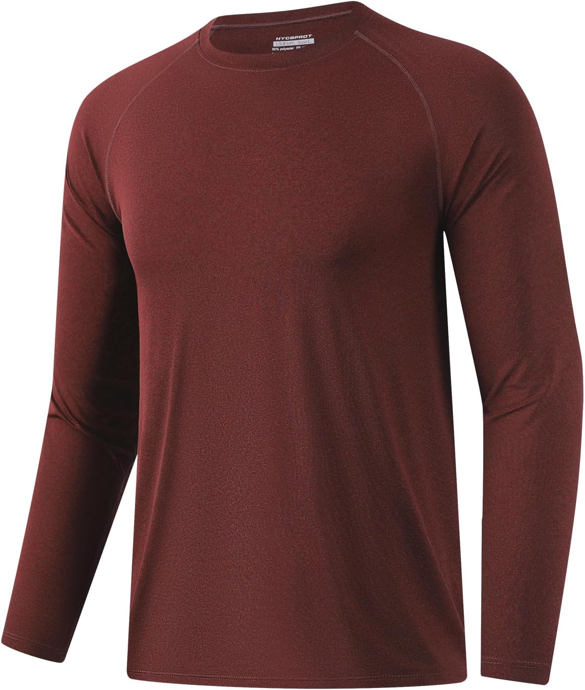 HYCOPROT Men's Long Sleeve Quick Dry Breathable Technical Sports Shirt Top Training Shirts Running Athletic Gym T-Shirt for Outdoor Hiking Cycling Casual