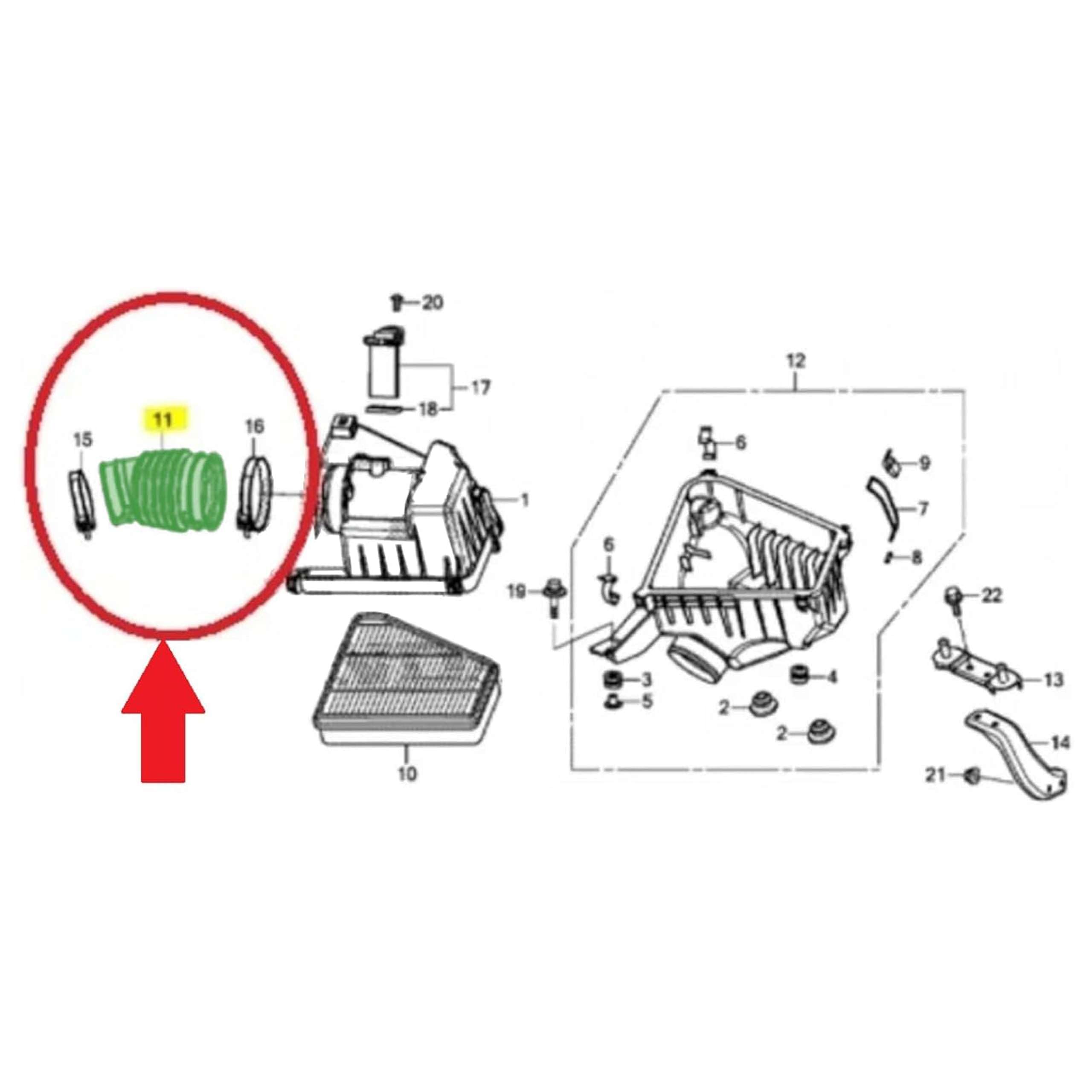 Manguera de aspiración de aire para diésel, compatible con Civic 1.6 17228-RZ0-G00 17228 RZ0 G00 17228RZ0G00 (2012-2016)