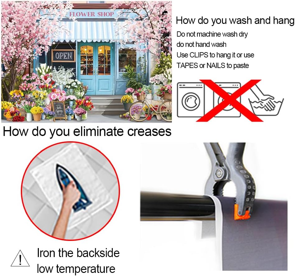 Flower Shop Backdrop Hello Spring Florist Pink Floral Photography Background for Spring Easter Girls Bridal Shower Wedding Party Decorations Banner Photo Props (10x8FT: 120x96 inch)