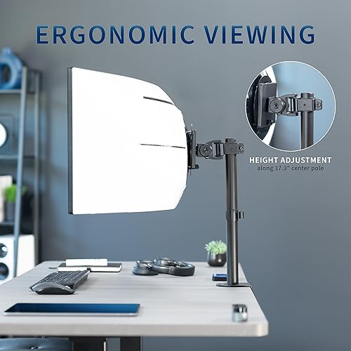 Miniatura 5 de VIVO Soporte de escritorio para monitor ultra ancho con abrazadera, soporte ajustable resistente de perfil bajo para 1 pantalla ultraancha de hasta