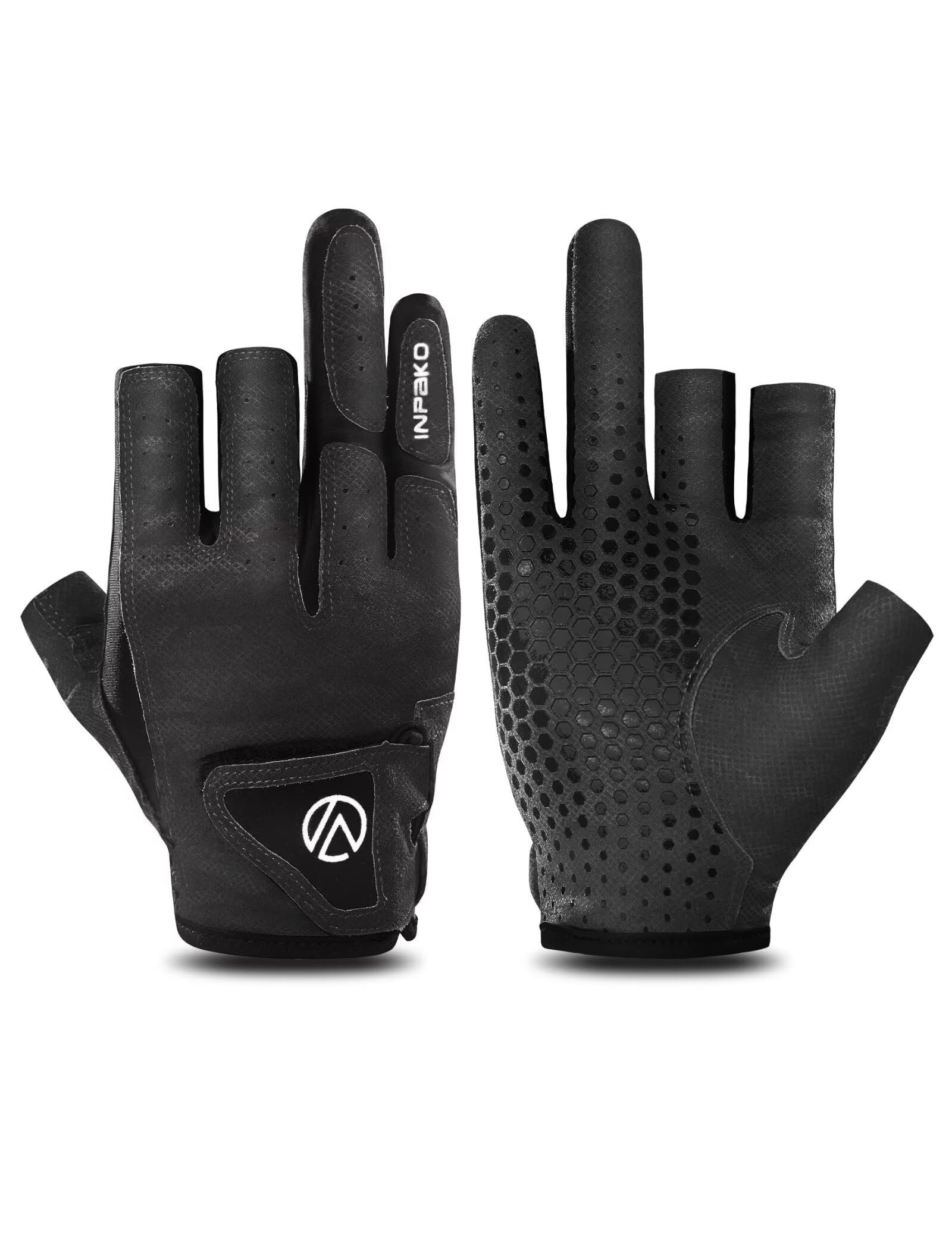 INPAKO Fishing Gloves 3 Fingerless, Abrasion Resistant, Anti-Slip, Lightweight Fishing Gloves for Men Women Lure