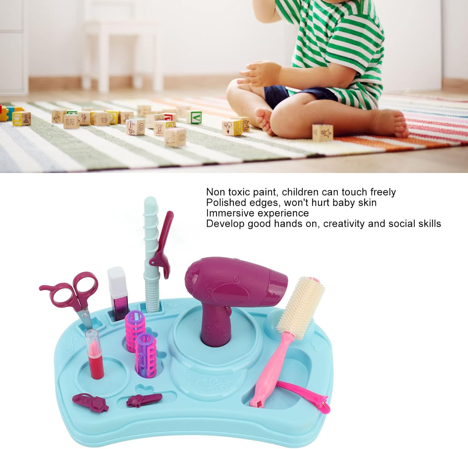 Topyond Children's Barbershop Toys Set, Gifts for Boys and Girls Over 3 Years Old, Hairdresser Hair Styling Toys, Barber Hairdressing Platform Set