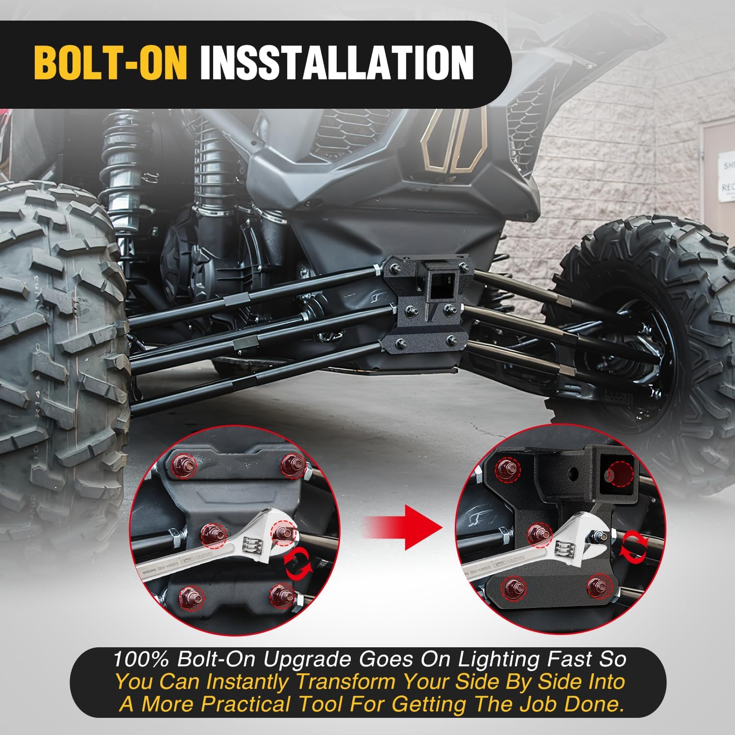 Nilight 2 Inch Rear Bumper Tow Trailer Hitch Receiver Kit Compatible for 2017+ Can Am Maverick X3/2017+ Can Am Maverick Turbo/Max Turbo/X DS/X RS Turbo, 92227B