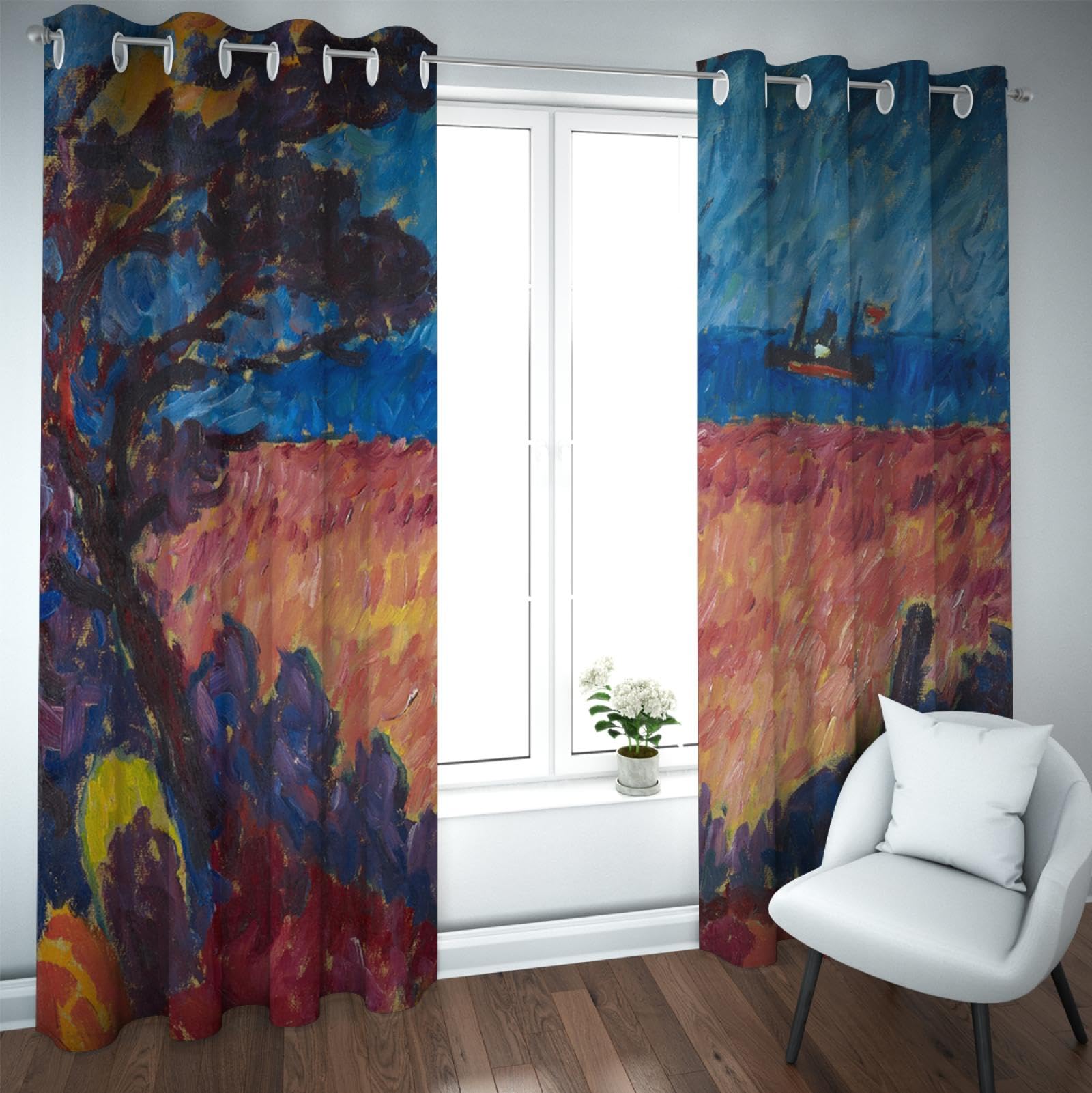 Rideaux occultants anti-lumière motif Peinture à l’Huile rétro pour retrouver un sommeil profond