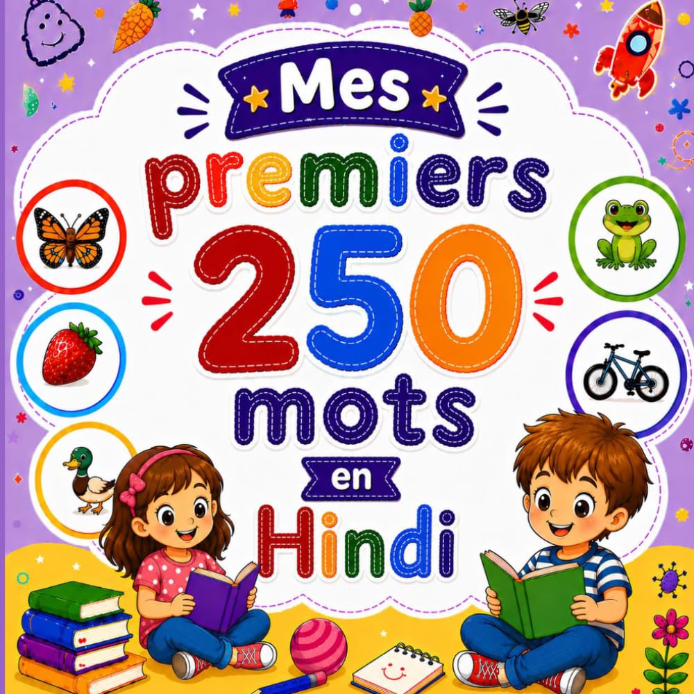 Mes premiers 250 mots en Hindi: Livre bilingue Français–Hindi pour enfants | Apprentissage facile avec images colorées | Vocabulaire essentiel du quotidien.