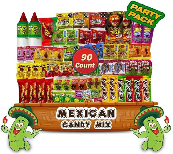 Mexican Candy Assortment Snacks Pack - Variety of Spicy, Sweet, and Sour Candies, Includes Lucas Candy, Pelon Pelo Rico, Pulparindo, Rellerindo, Vero by LookOn - 90 Count - 90 Piece Set