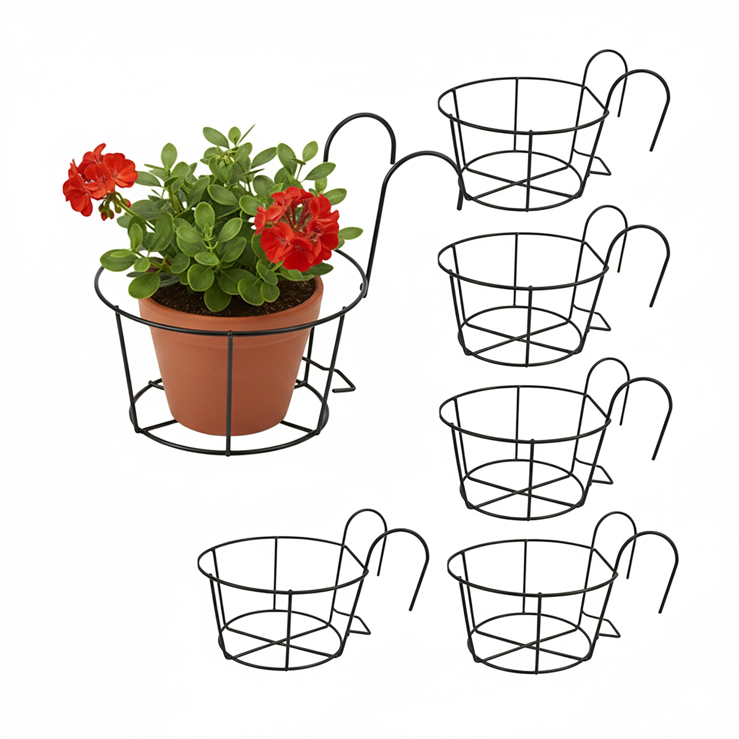 Relaxdays Portavasi da Appendere, Set da 6, HBT: 21 x 20 x 26 cm, Anti-ruggine, Balcone, Vaso