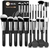 Set de brochas de maquillaje, kit profesional Mlemle de 25 piezas, incluye base, polvo, rubor, correctores, sombras de ojos, 21 brochas de maquillaje, 2 esponjas de polvo y 2 esponjas de maquillaje (B01-negro), nailon 1