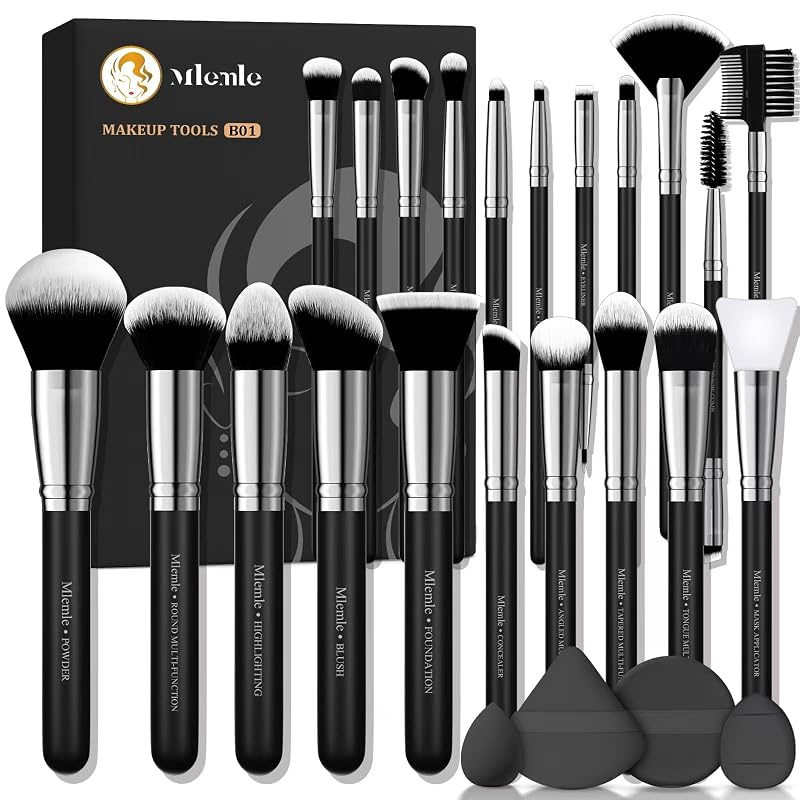 Kit de Pincéis de Maquiagem Mlemle B01-Black com 25 Peças