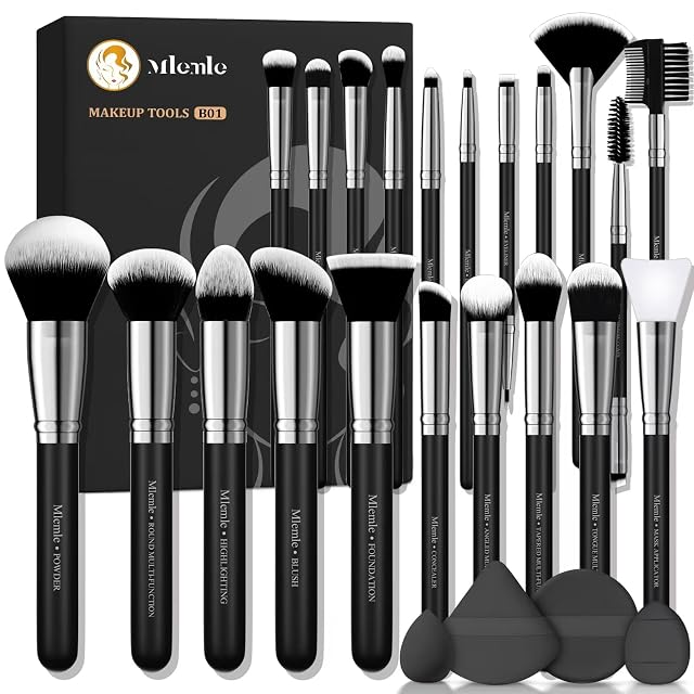 Makeup Brushes Set Mlemle Professional 25 Pcs Makeup Kit Include Foundation Powder Blush Concealers Eye shadows 21 Pcs