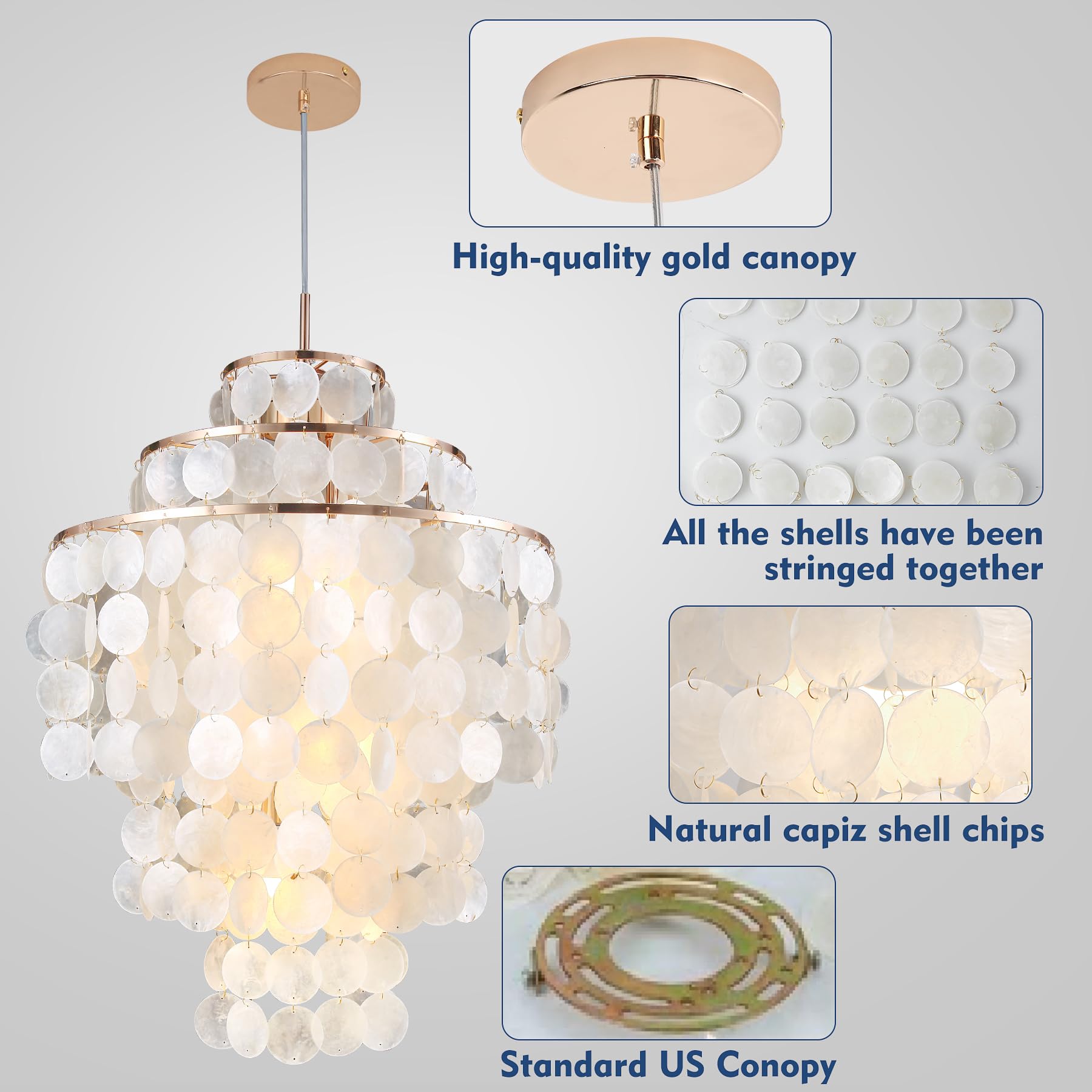 Joyartic Capiz Shell Chandelier,18