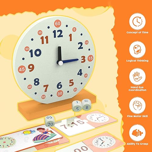 Miniatura 4 de Juego de juguetes de madera para aprender, 29 piezas, relojes de aprendizaje para niños, relojes y ayuda de enseñanza de tiempo para bolígrafo