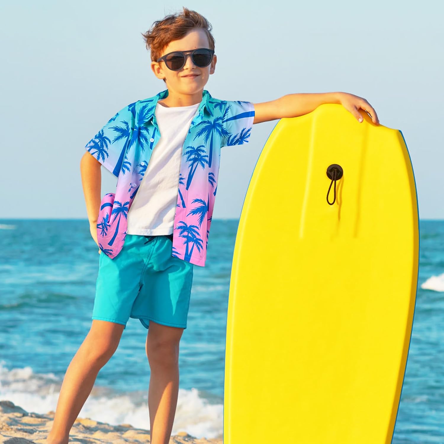 Boy's Button Down Hawaiian Shirts Short Sleeve Cool Cartoon Print Aloha Dress Tops T-Shirt for Kids 7-12T - Image 2