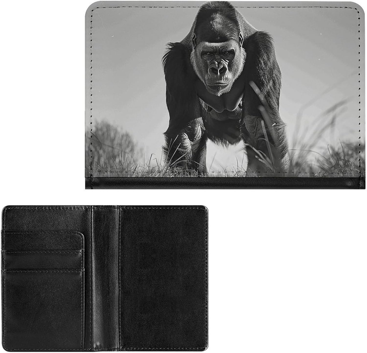Cute Passport Holder for Travel,Personalized Multi-Functional Passport Cover with Card Slots,Slim Gorilla in The Grass Printed Passport Wallet for Women Men