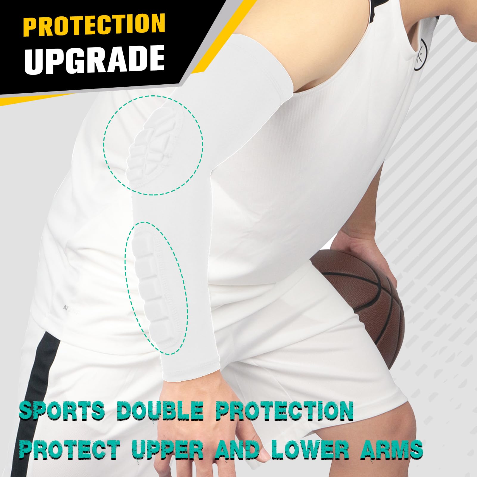 Codera Manguitos Codo y antebrazo con Acolchado, 2 Piezas, para Voleibol, fútbol, Baloncesto, Futbol Americano, Balonmano
