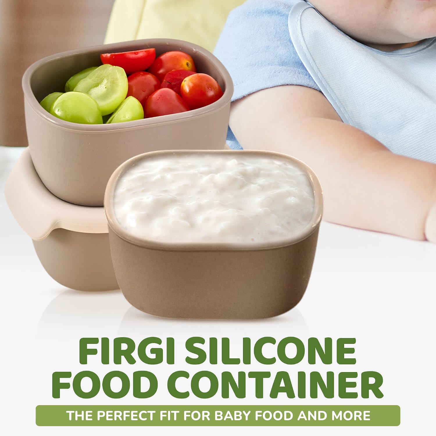Silicone Baby Food Storage Containers with Airtight Lid, BPA-Free Leak-Proof Baby Food Jars, Microwave & Dishwasher Safe Reusable Snack Containers with Lids for Baby Led Weaning, Dry Rose