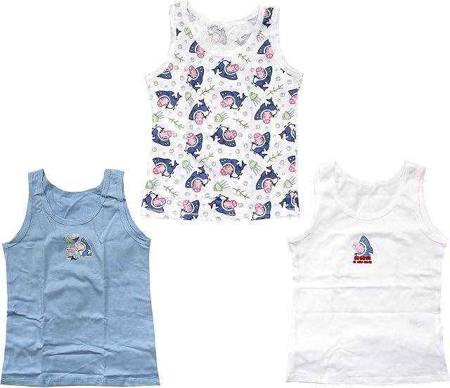 Boys Peppa Pig George Pig 3 Pack Sleeveless Vests Age