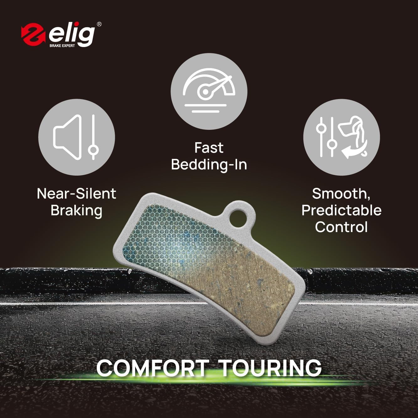 ELIG Bike Disc Brake Pads for Shimano Deore XT M8020, M8120/Saint M810, M820/SLX M7120/XTR M9120/Zee M640/Tektro Orion 4P, Dorado/Trp Quadiem, Slate T4 ｜MTB/eMTB/Downhill