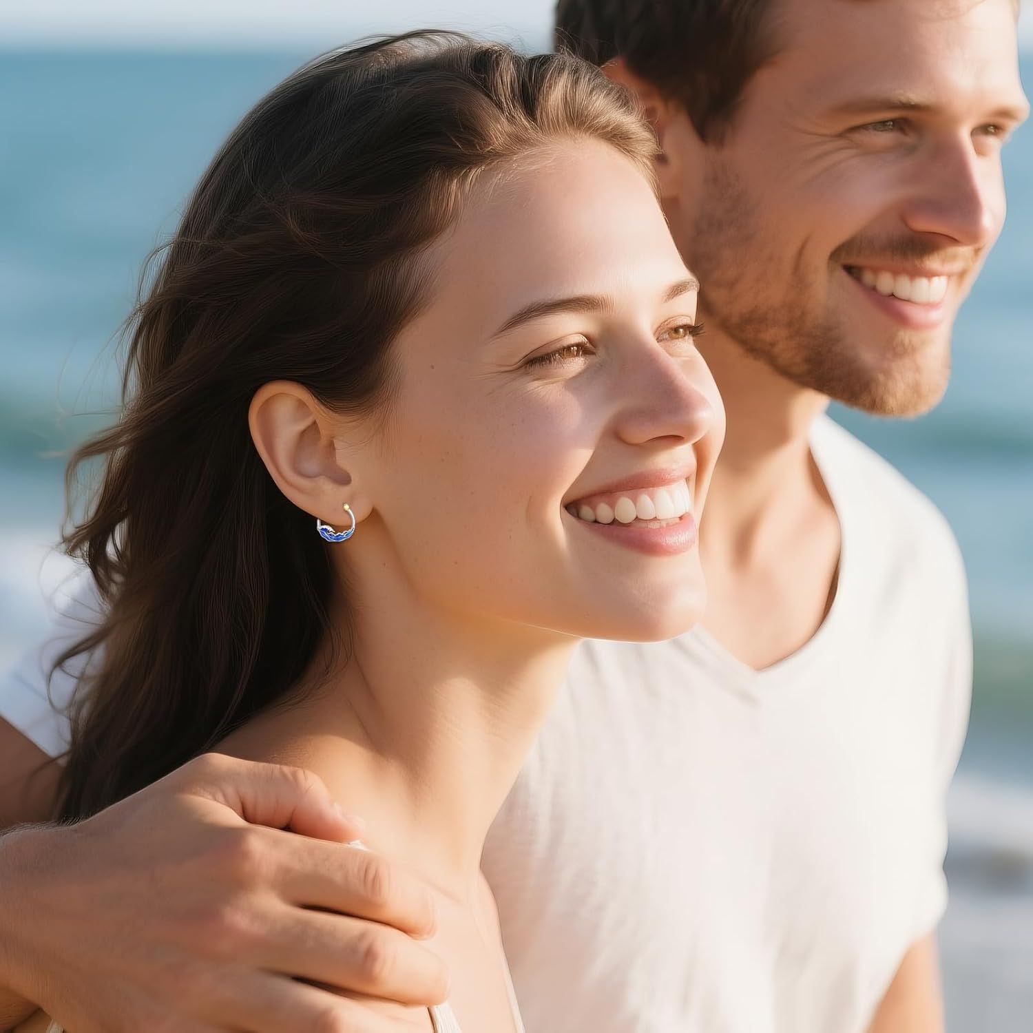 Wave Earrings 925 Sterling Silver Ocean Wave Hoop Earrings Beach Jewelry Gifts For Women Female Mother - Image 6