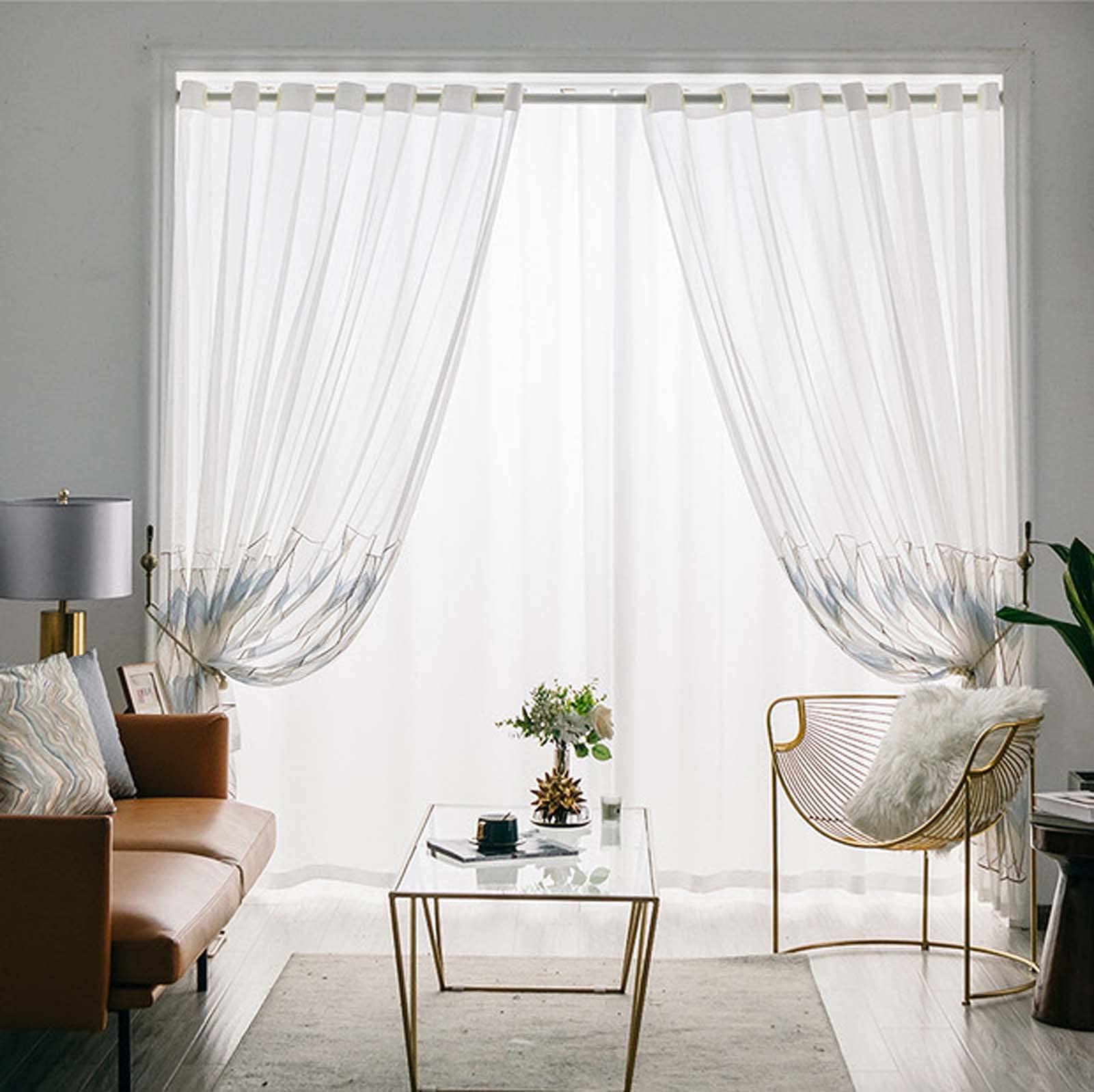 Lot de 2 voilages semi-transparents en faux lin super doux pour chambre à coucher et chambre d'enfant - 140 x 240 cm