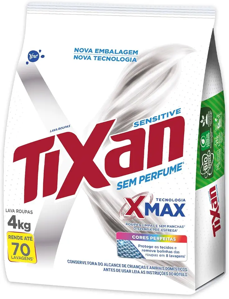 Ypê Lava Roupas em Pó Tixan Sensitive Sachê 4Kg