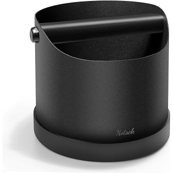 NOTSEK Knock Container for Portafilter 1.2 L Stainless Steel Coffee Knock Box Coffee Grounds Tee Container Tee Box for Portafilter Machine Accessories Black