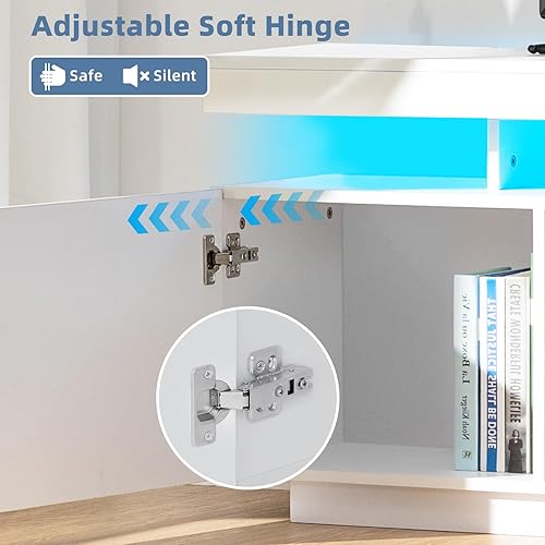 Miniatura 7 de HOMMPA Soporte de TV LED moderno para TV de 55/50/43/40/32 pulgadas con tomas de corriente, centro de entretenimiento con almacenamiento para