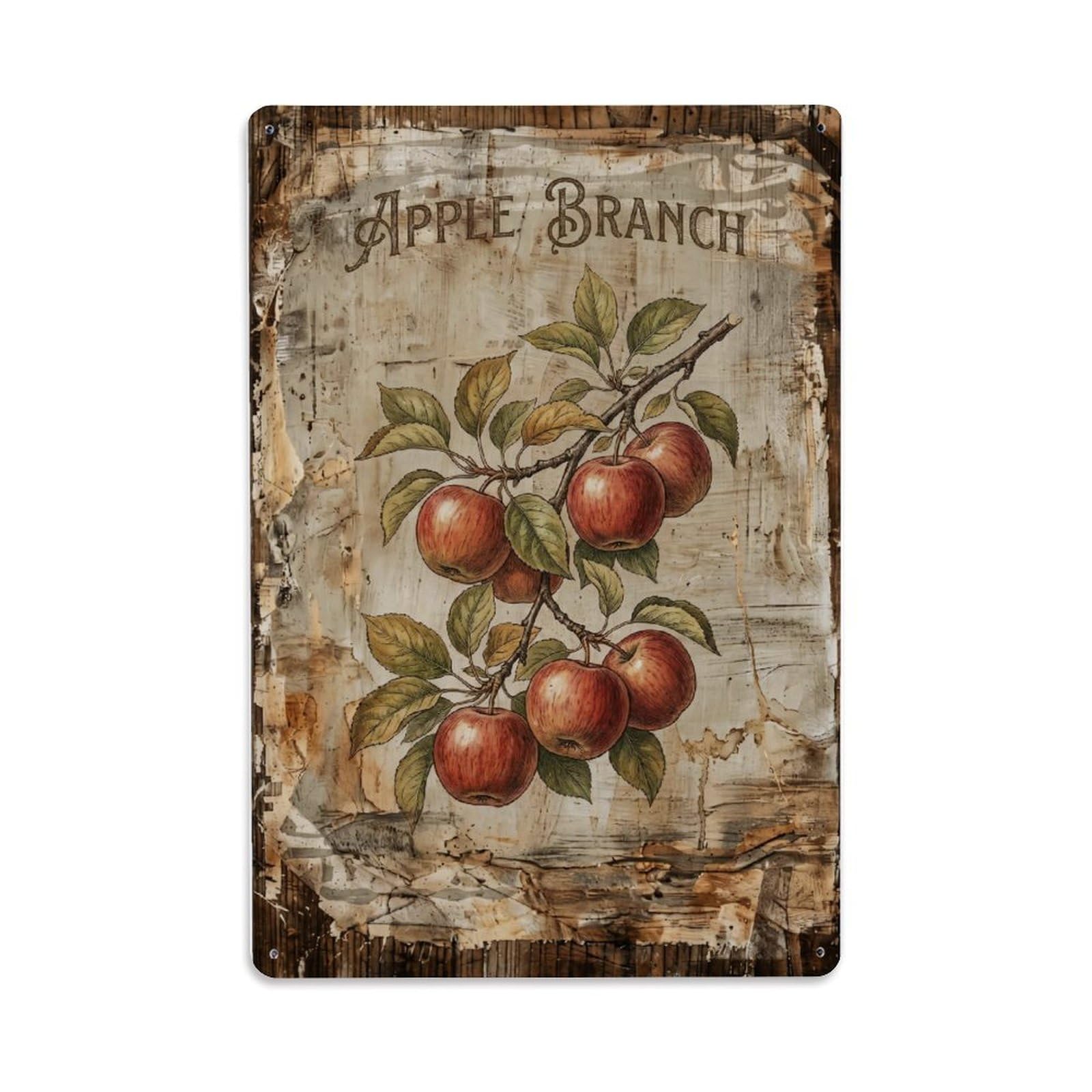 Fqnyr Style Apple Branch Botanical 1 Metal Tin Sign Plaque Wall Decor For Cafe, Club Bar, Office, Home Garden Metal Poster 8X12inch