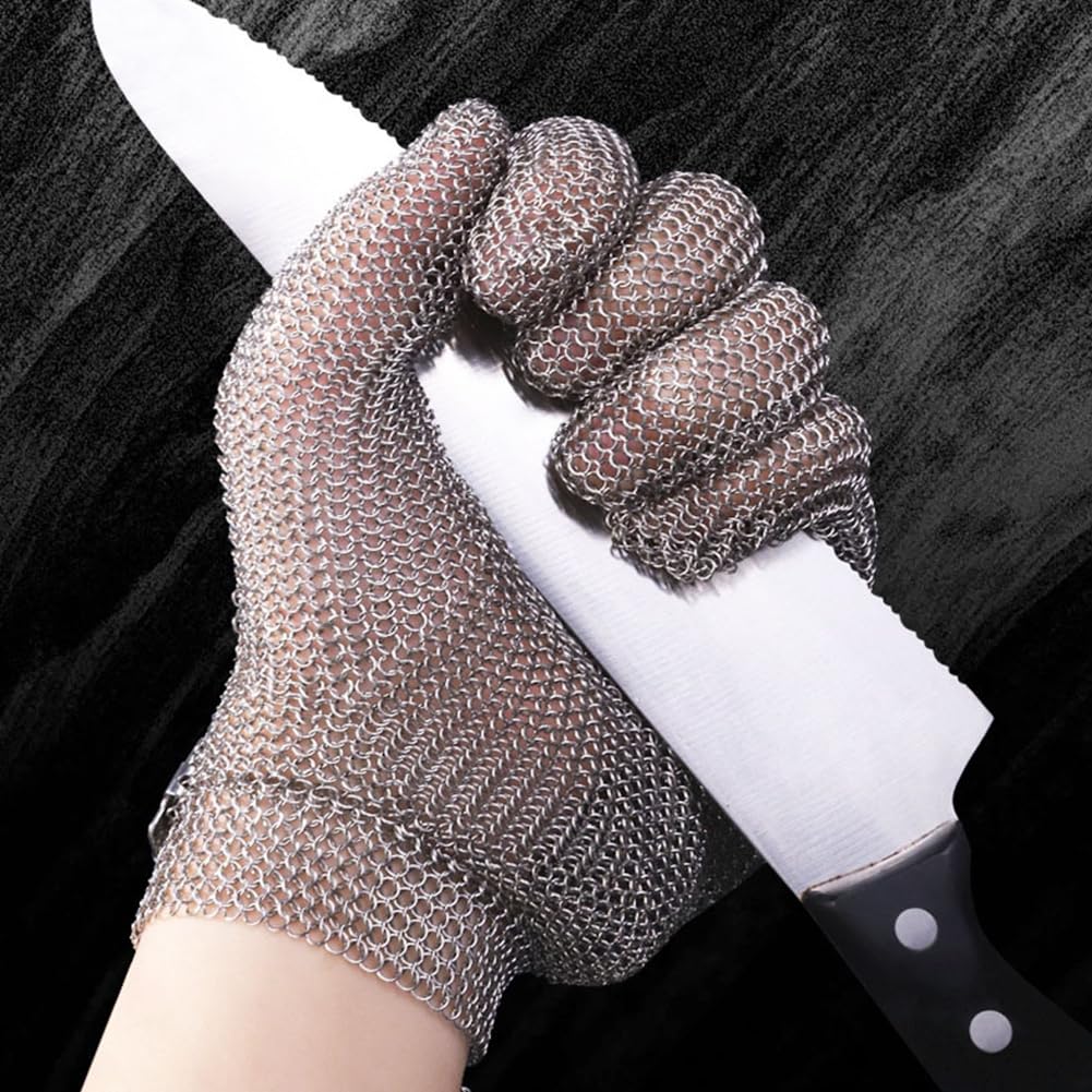 Guanti antitaglio in acciaio inox Cut Resistant Guanti da camicia a catena Guanti protettivi per carne, Proof Carne, Sicurezza Lavoro Outdoor Protezione Tool M