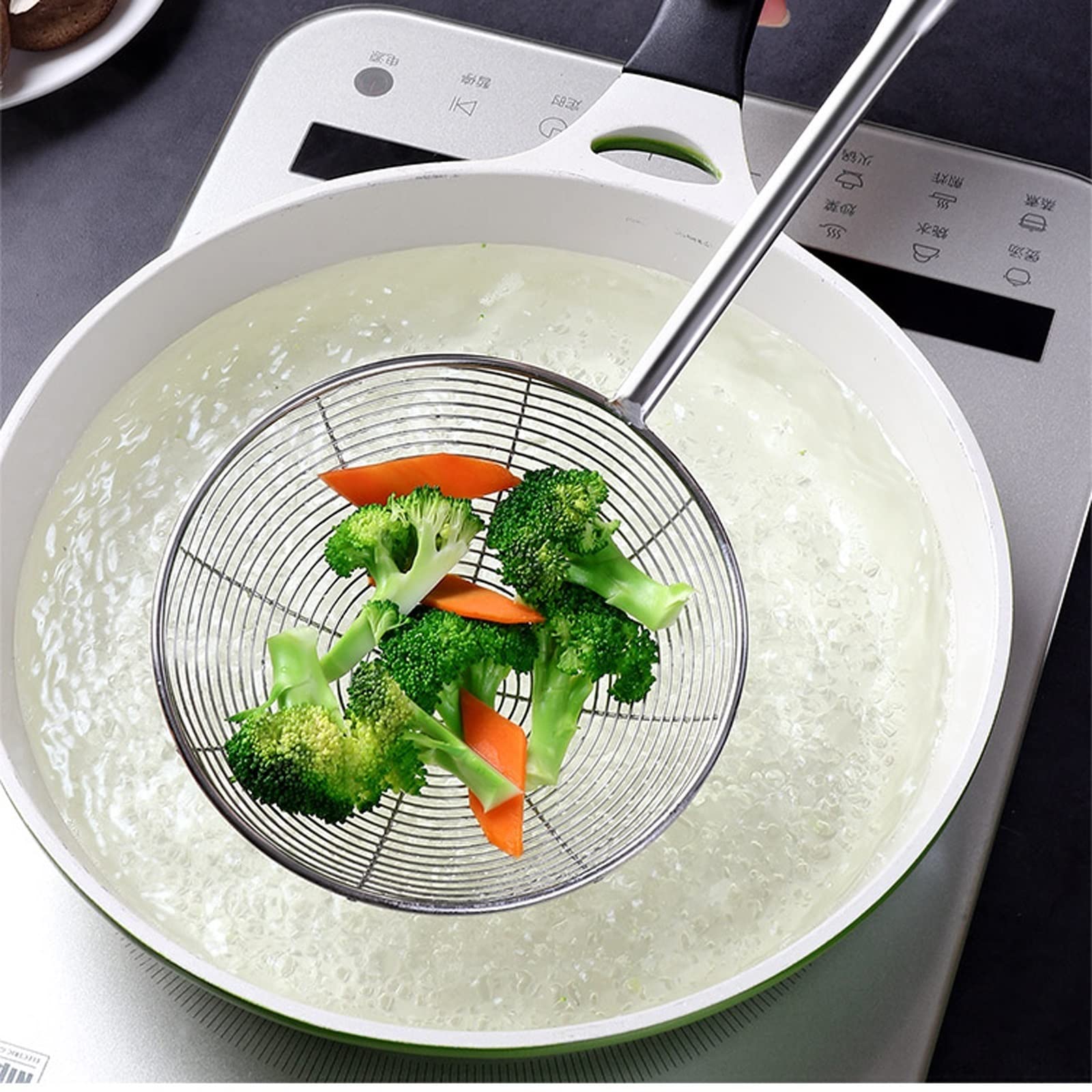 Skimmer de cocina, colador de acero inoxidable, colador de sartén de restaurante de cocina familiar, comida frita, verduras, colador de wonton (Size : L)