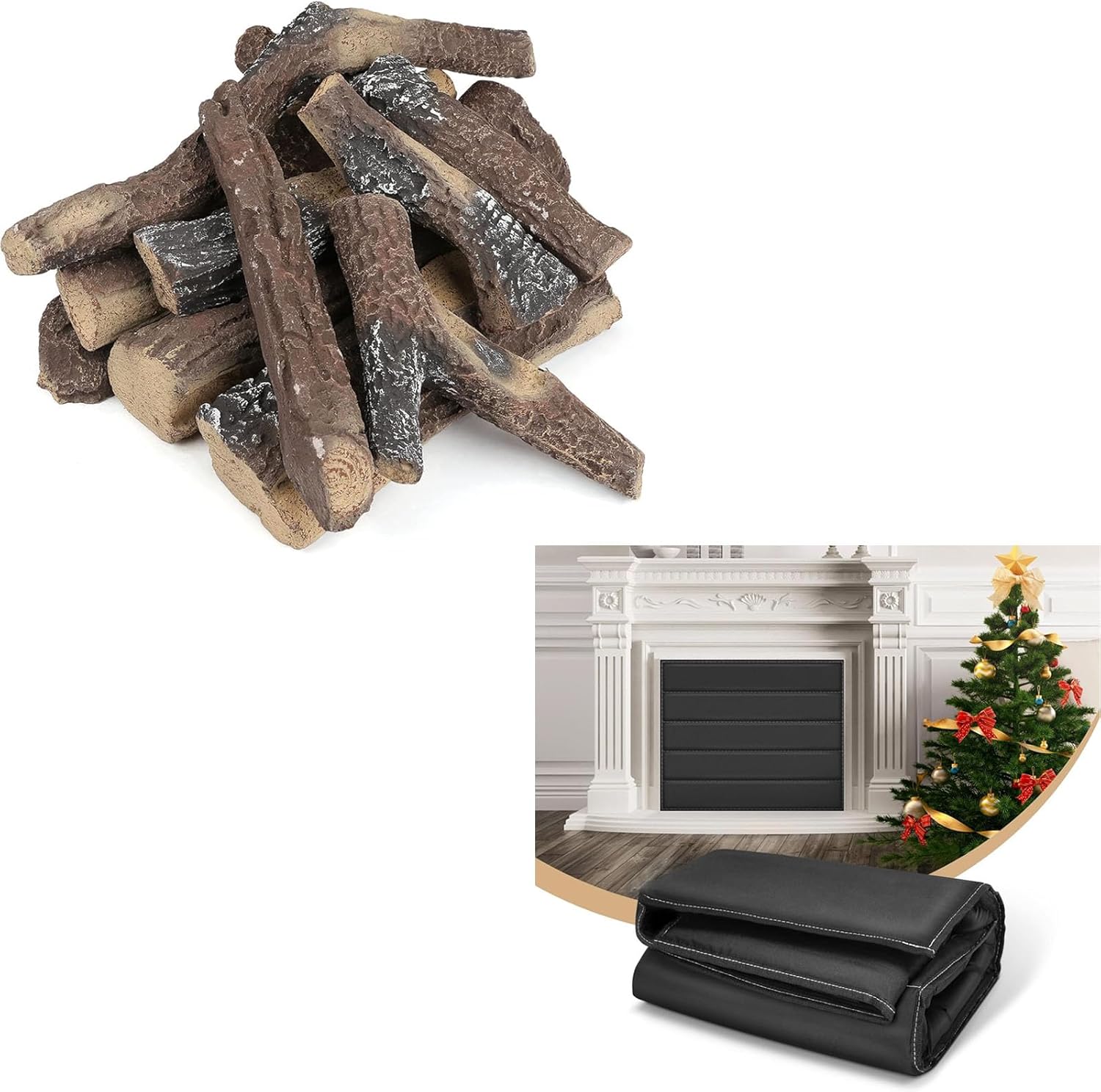 Uniflasy 10 Pcs Gas Fireplace Log Set and