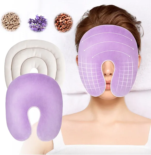 Heating Pad Sinus Relief Mask Moist Heat Face Eye Mask Microwavable, Warm Compress for Sinus Pressure Relief, Migraine, Tension Headache Relief - Purple