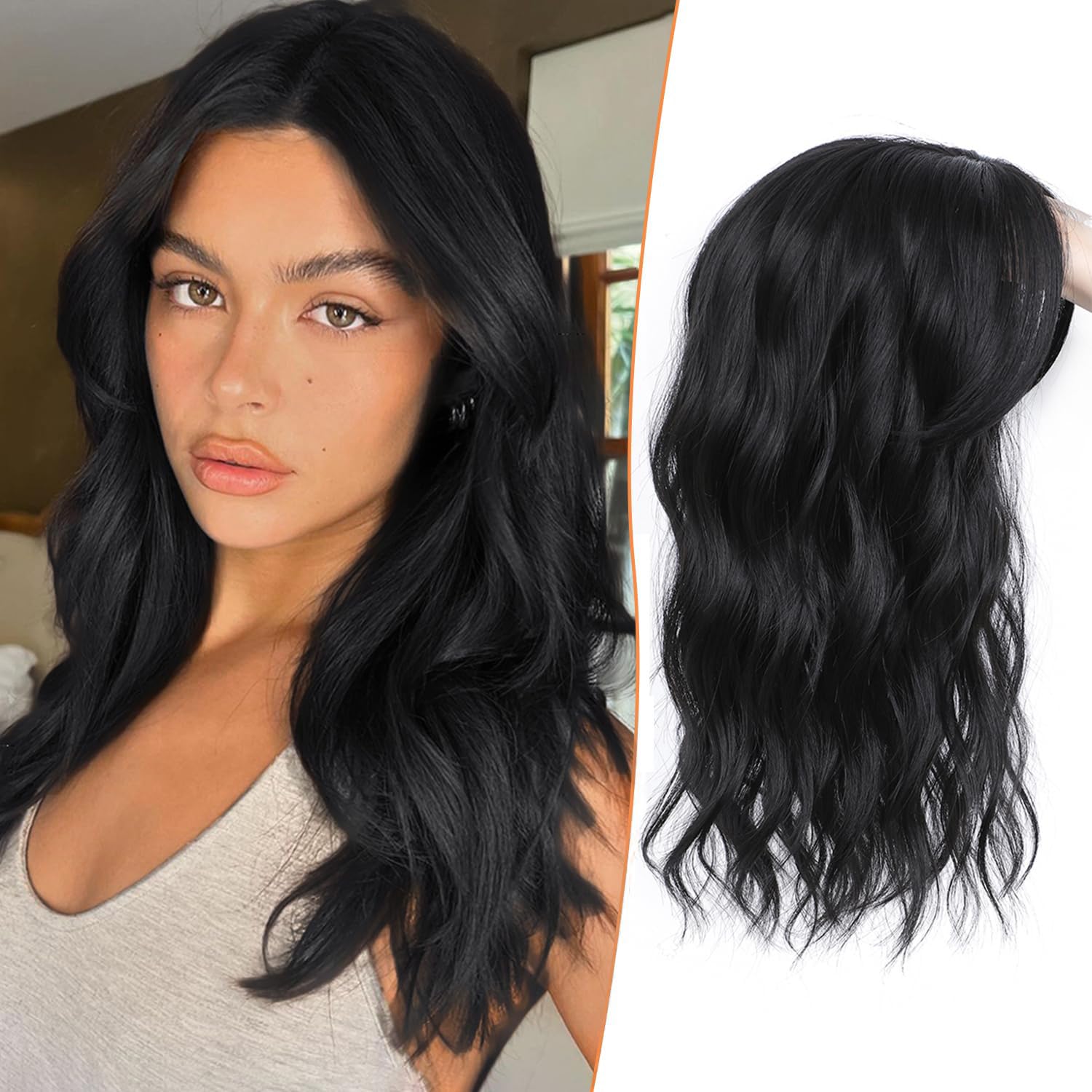 paneway hair topper 16inchtoppers for women with thinning hair 6.5’’x6.5’’ ladies wiglets for women daily use- 1b 16 inch 1b