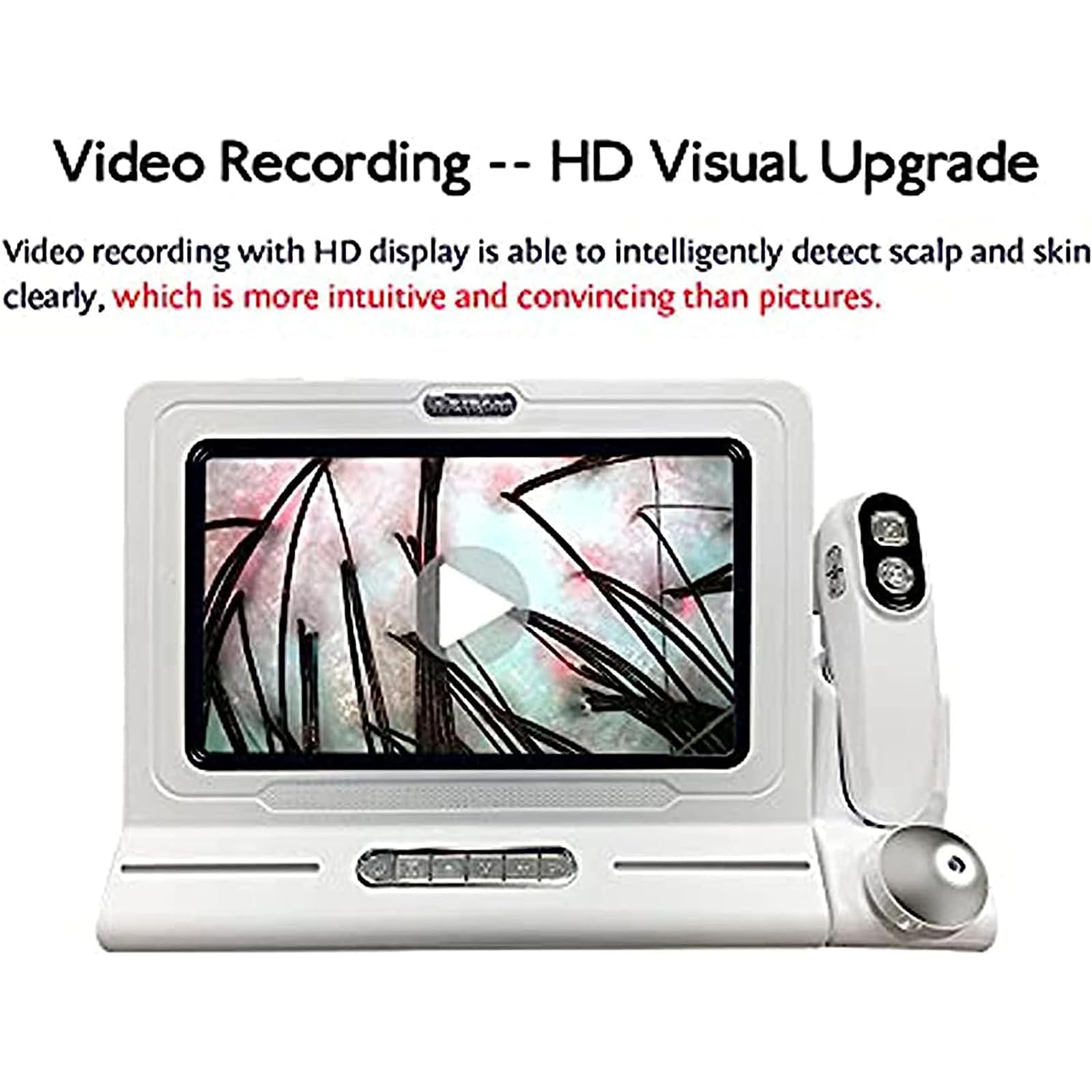 Détecteur de cuir chevelu, écran LCD HD 11 pouces, analyseur d'humidité de l'huile de la peau du visage, 4 sondes à spectre double/stockage de photos/4 grilles de contraste, pour salons de beauté, s