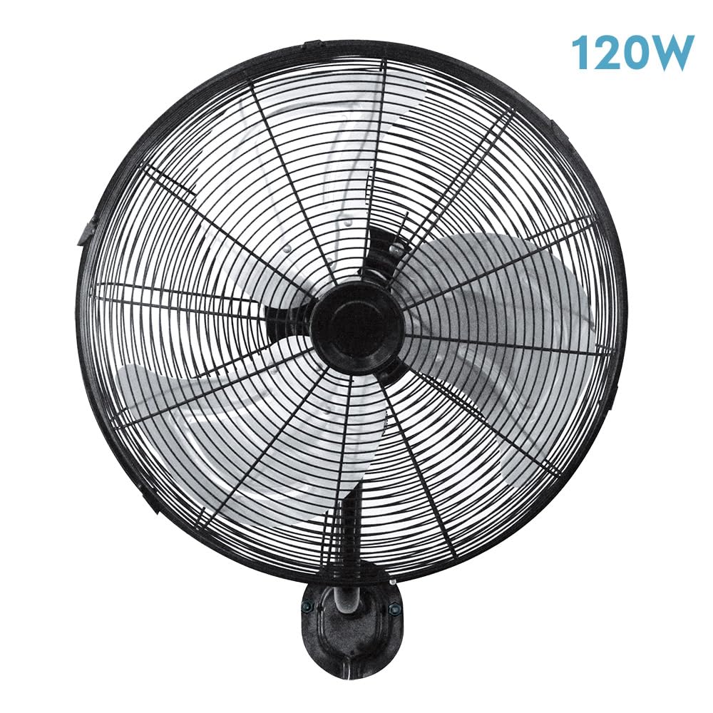 Ventilatore da parete Reef 120w Nero/argento 50d 3 velocità regolabile e oscillante