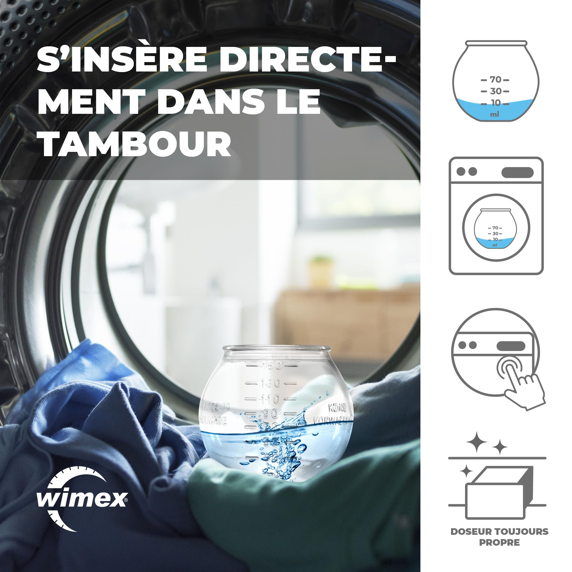 Wimex Balles doseuses pour lessive – Set de 3 distributeurs Premium pour linge – Kit économie XL fabriqué en Italie