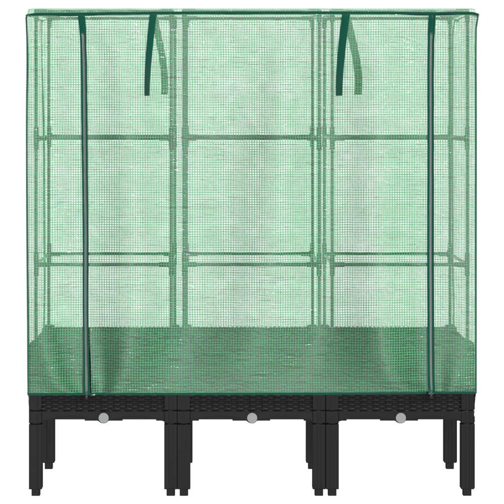 Bancal alto con accesorio de jardín con aspecto de ratán, 120 x 40 x 140 cm | Tubo de polipropileno y hierro, cubierta impermeable, ventilación con cremallera, para balcón y jardín