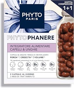 💎 74% MEGA DEAL! Phyto Phytophanere Natural Fortifying Food Supplement for Hair and Nails, Growth and Volume, Silicone-Free, Twin Pack of 90 Capsules (Total 180 Capsules)