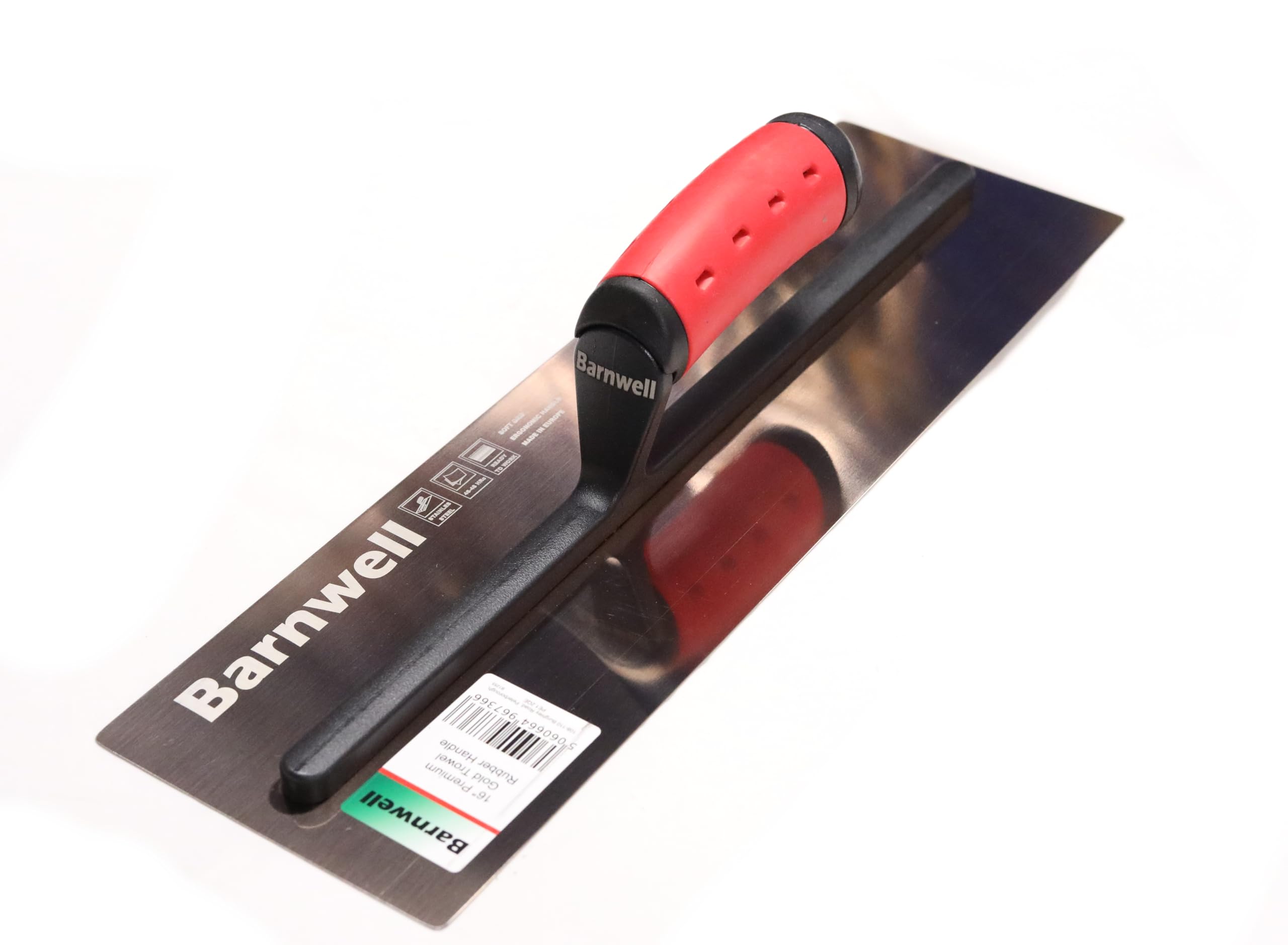 Barnwell 11'' Premium STIFF Gold Plastering Finishing Trowel - Rubber Handle