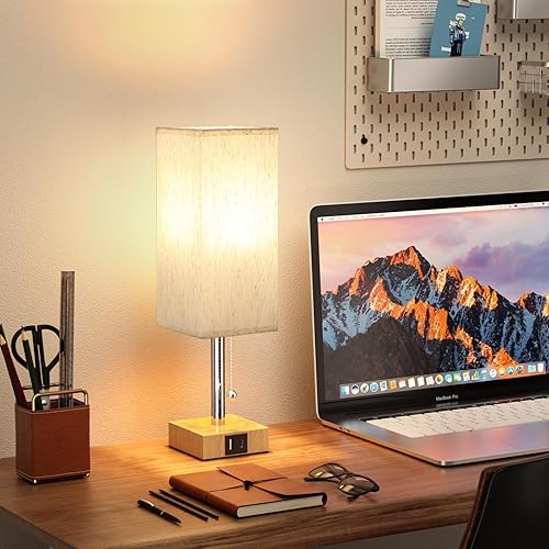 Miniatura 3 de aooshine Juego de 2 lámparas de mesa de noche de grano de madera, lámparas de dormitorio con 3 temperaturas de color (3000 K5000 K4000 K), lámpara