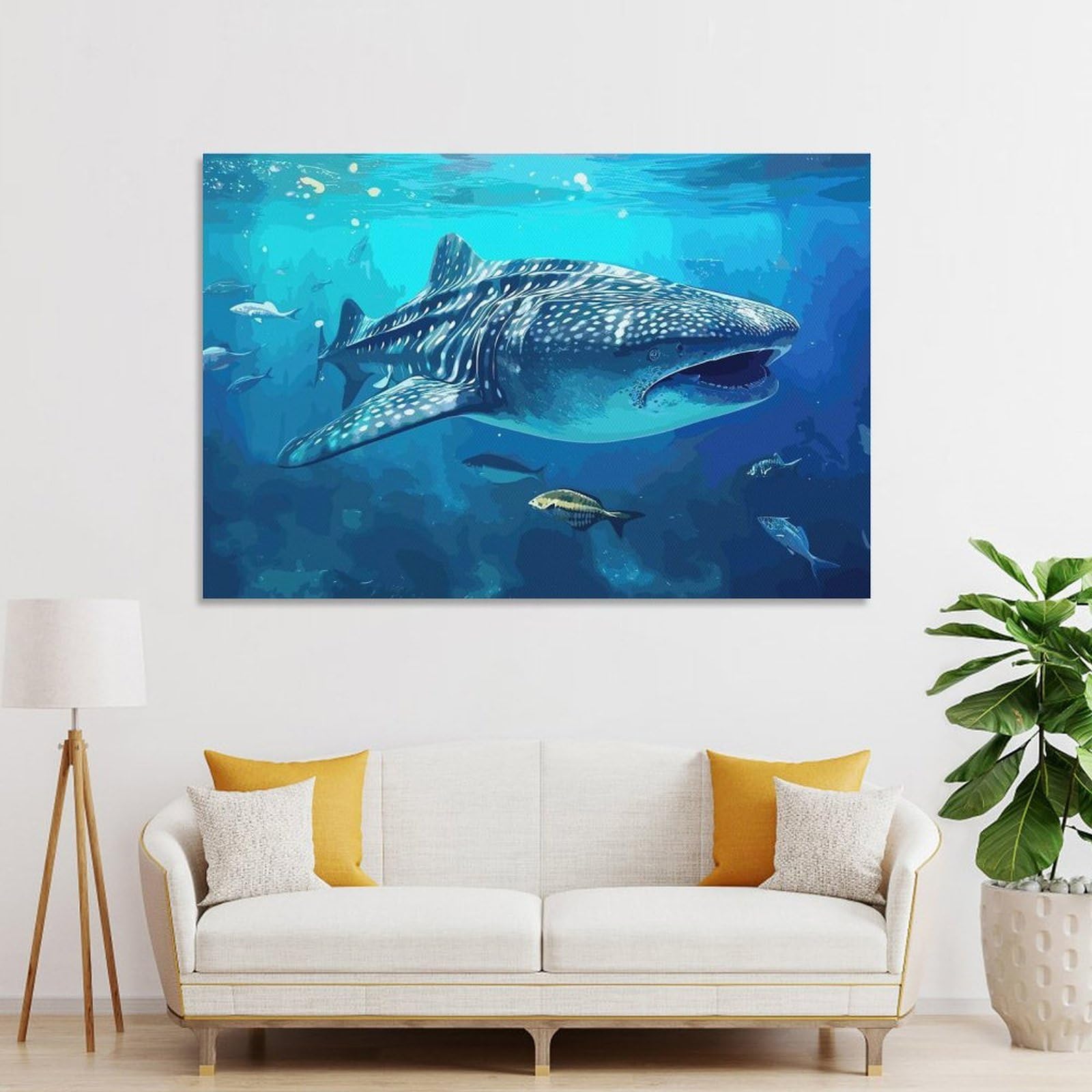 Junmoney Whale Sharks Decorative Wall Artwork 24x36inch(60x90cm), for Home Lounge, Bedroom Or Reading Nook, Modern Wall Decor for Cosy Interiors