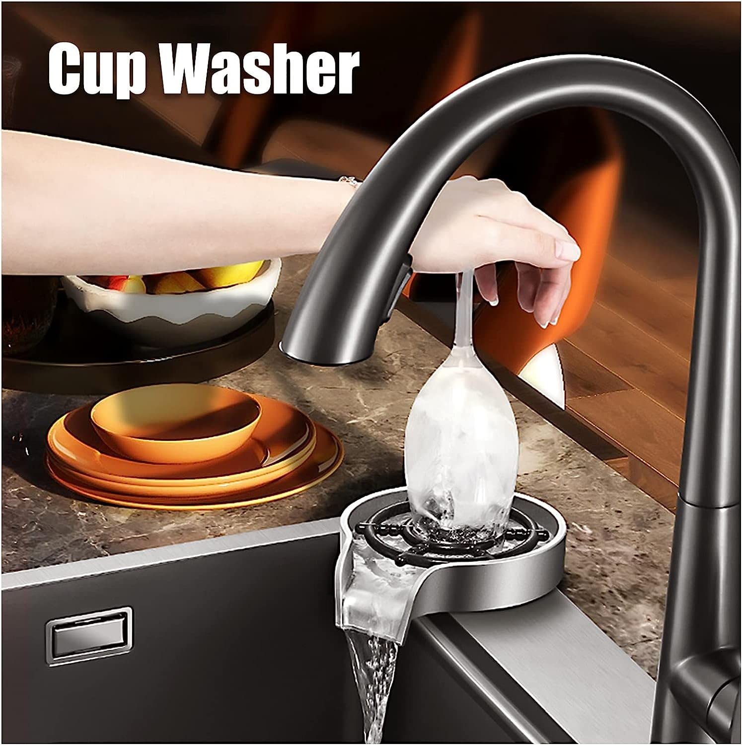 Fregadero De Barra De Cocina Negro Bajo Encimera con Grifo Extraíble, Fregadero De Cocina Grande De Acero Inoxidable 304, Fregadero De Un Seno De 9"de Profundidad con Kits De Instalación, pa