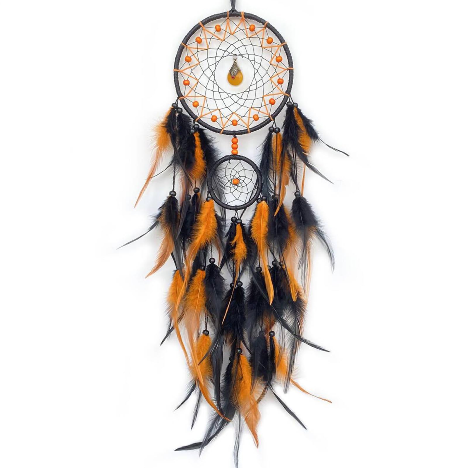 Donko Black and Orange Dream Catcher with Pendant