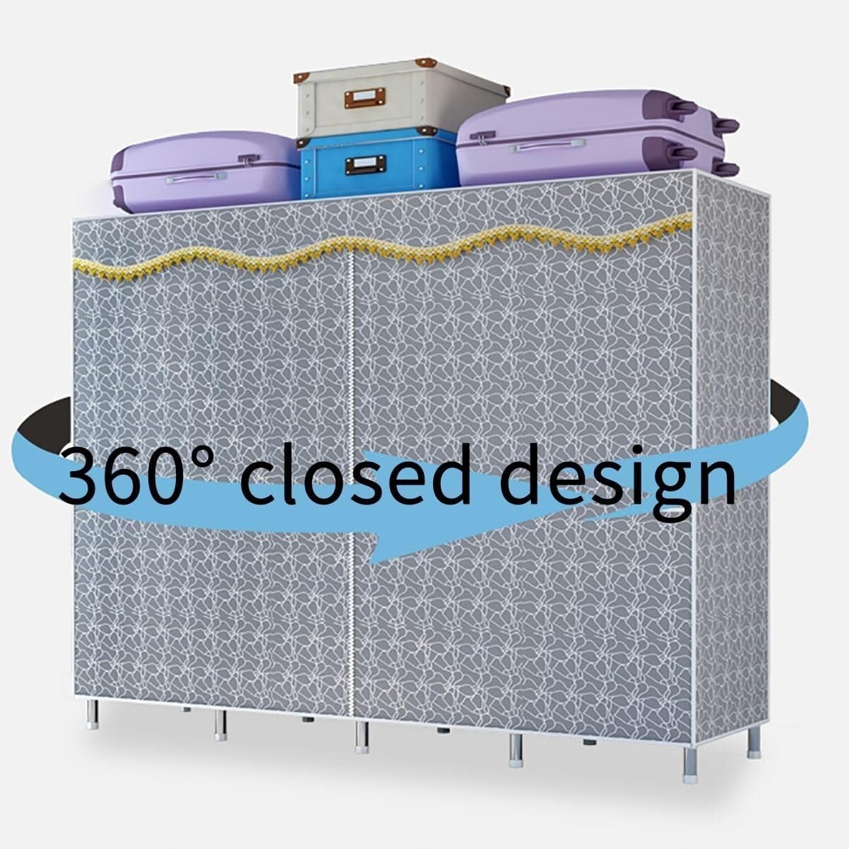 Wardrobe Closet Schrank Freistehender, Tragbarer Kleiderschrank Zur Hängenden Aufbewahrung Von Kleidung Mit Abdeckung Für Das Schlafzimmer Closet Aufbewahrungsschrank(143 * 45 * 170cm)